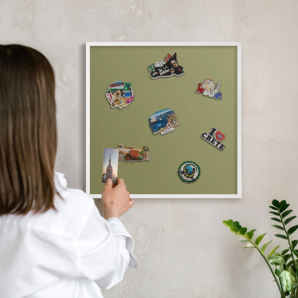 Tablero magnético metálico para souvenirs en color blanco Hierba verde