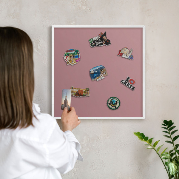 Tablero magnético metálico para souvenirs en color blanco Rosa empolvado