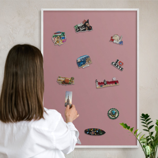 Tablero magnético metálico para souvenirs en color blanco Rosa empolvado