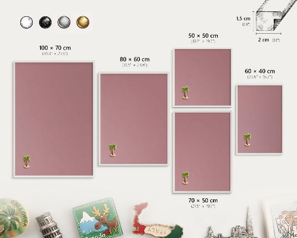 Tablero magnético metálico para souvenirs en color blanco Rosa empolvado
