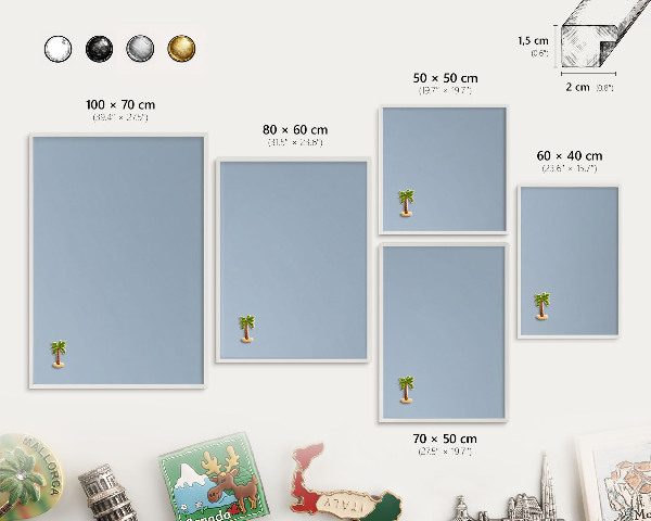 Tablero magnético de pared para imanes con marco blanco Azul pastel