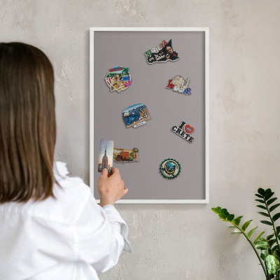 Tablero magnético metálico para souvenirs en color blanco Gris ceniza