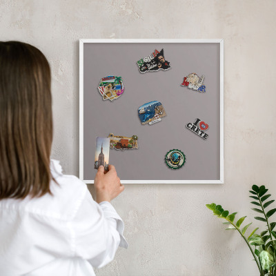 Tablero magnético metálico para souvenirs en color blanco Gris ceniza