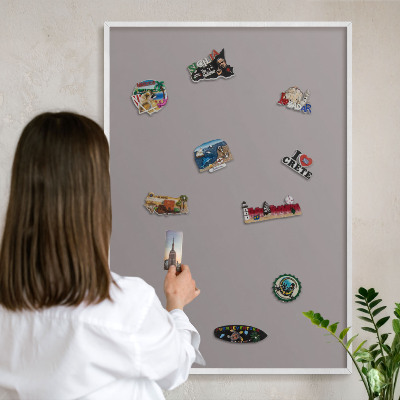 Tablero magnético metálico para souvenirs en color blanco Gris ceniza