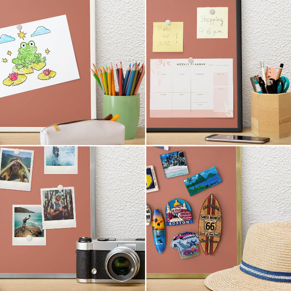 Tablero magnético de pared para imanes con marco blanco Color ladrillo