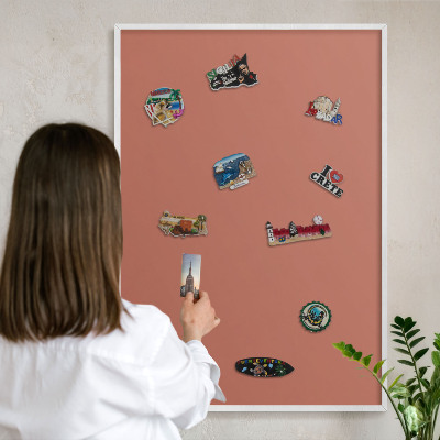 Tablero magnético de pared para imanes con marco blanco Color ladrillo