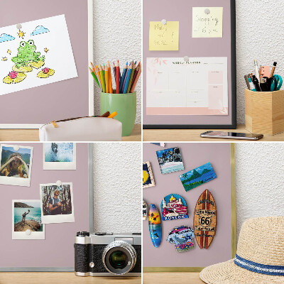 Tablero magnético de pared para imanes con marco blanco Lila pastel