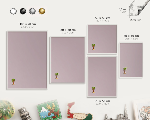 Tablero magnético de pared para imanes con marco blanco Lila pastel