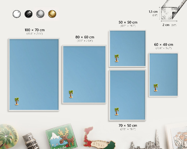 Tablero magnético de pared para imanes con marco blanco Color azul