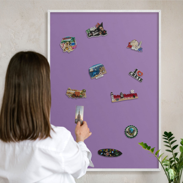 Tablero magnético de pared para imanes con marco blanco Violeta