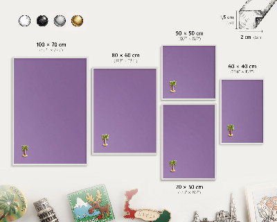 Tablero magnético de pared para imanes con marco blanco Violeta
