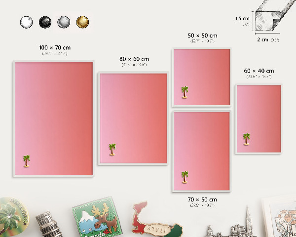 Tablero magnético metálico para souvenirs en color blanco Rosa naranja