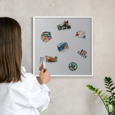 Tablero magnético de pared para imanes con marco blanco Degradado gris