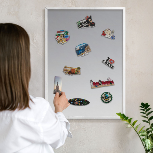 Tablero magnético de pared para imanes con marco blanco Degradado gris