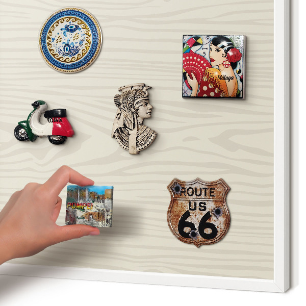 Tablero magnético de pared para imanes con marco blanco Anillos de madera