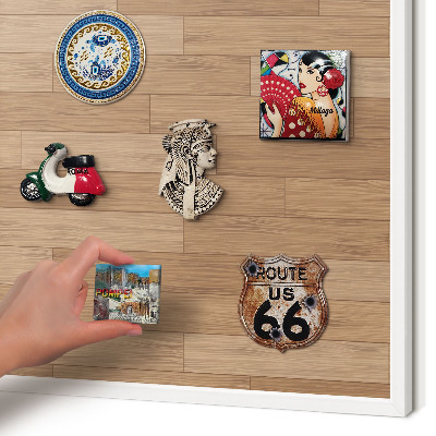 Tablero magnético metálico para souvenirs en color blanco Patrón de madera