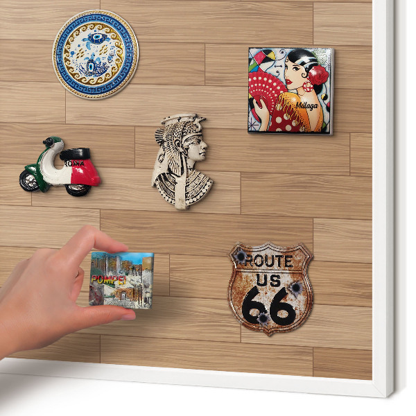 Tablero magnético metálico para souvenirs en color blanco Patrón de madera