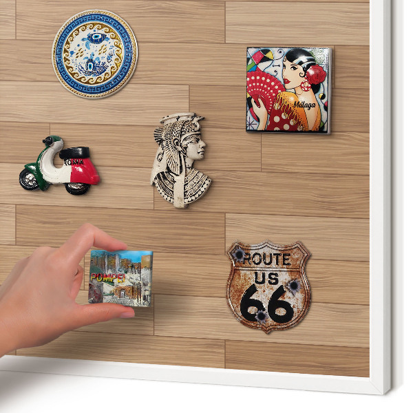 Tablero magnético metálico para souvenirs en color blanco Patrón de madera