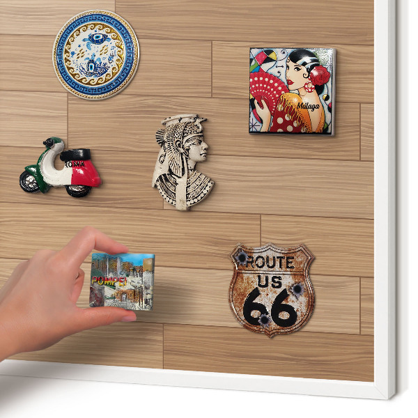 Tablero magnético metálico para souvenirs en color blanco Patrón de madera