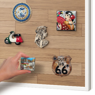 Tablero magnético metálico para souvenirs en color blanco Patrón de madera