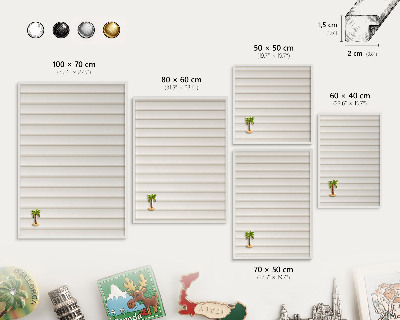 Tablero magnético de pared para imanes con marco blanco Líneas verticales