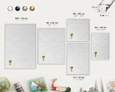 Tablero magnético de pared para imanes con marco blanco Patrón de madera