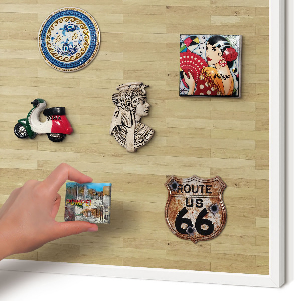 Tablero magnético metálico para souvenirs en color blanco Textura de madera