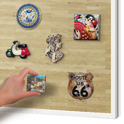 Tablero magnético metálico para souvenirs en color blanco Textura de madera