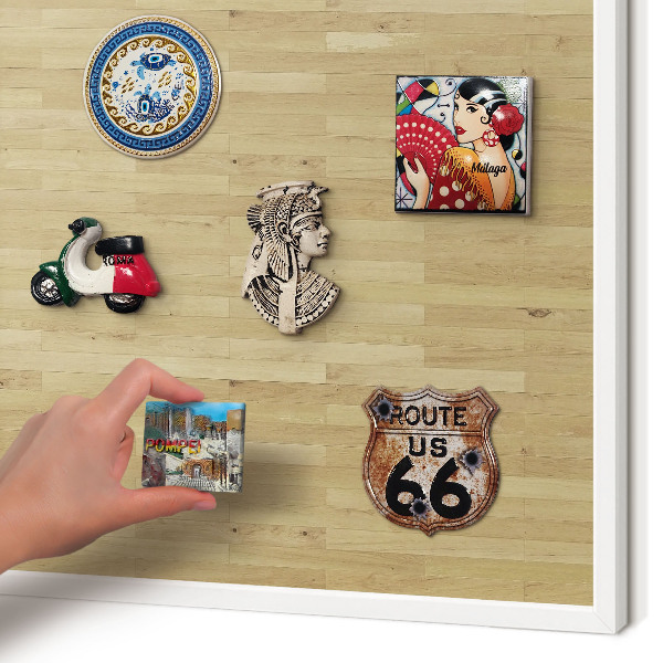 Tablero magnético metálico para souvenirs en color blanco Textura de madera