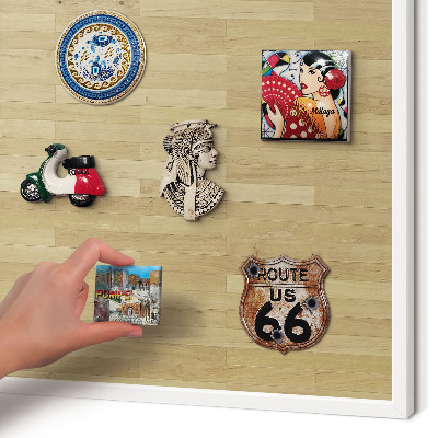 Tablero magnético metálico para souvenirs en color blanco Textura de madera