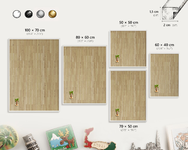 Tablero magnético metálico para souvenirs en color blanco Textura de madera