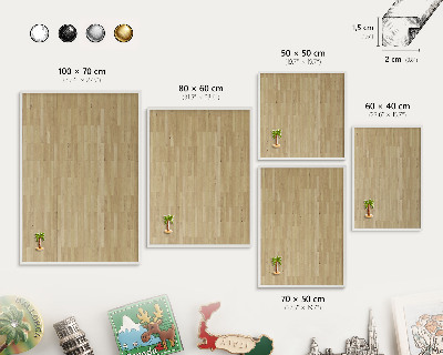 Tablero magnético metálico para souvenirs en color blanco Textura de madera