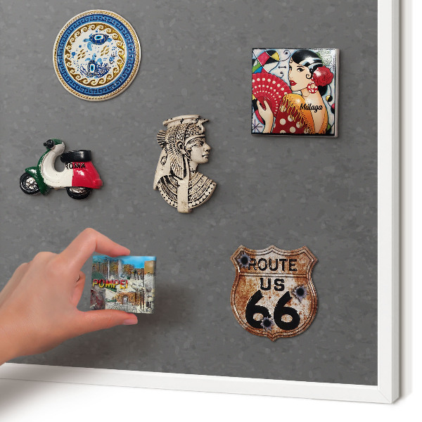 Tablero magnético metálico para souvenirs en color blanco Textura gris