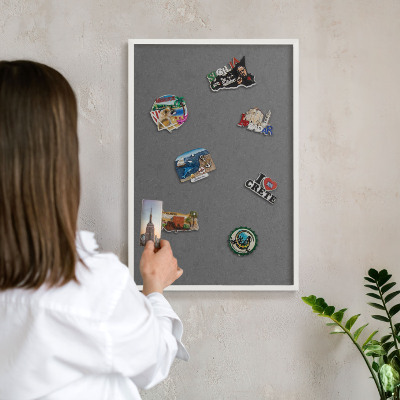 Tablero magnético metálico para souvenirs en color blanco Textura gris