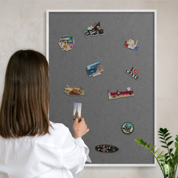 Tablero magnético metálico para souvenirs en color blanco Textura gris