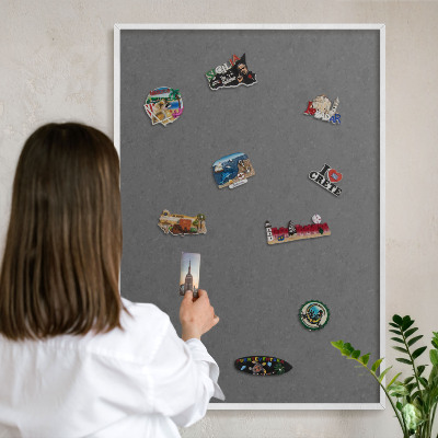 Tablero magnético metálico para souvenirs en color blanco Textura gris