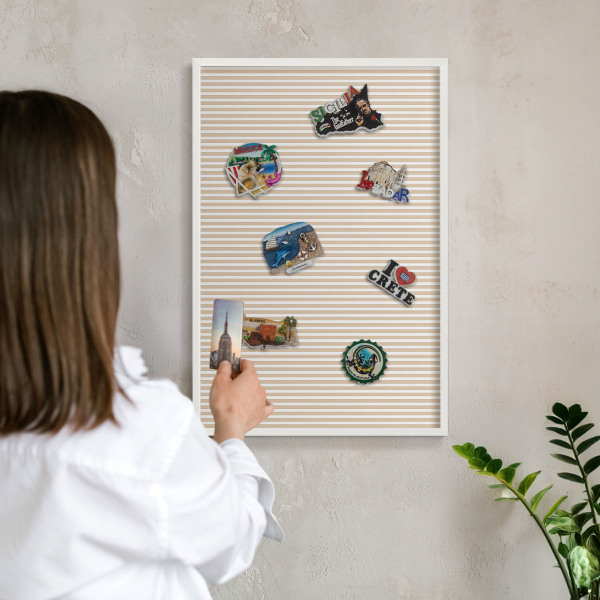 Tablero magnético metálico para souvenirs en color blanco Rayas verticales