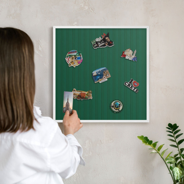 Tablero magnético de pared para imanes con marco blanco Rayas verdes