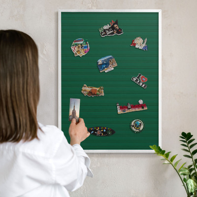 Tablero magnético de pared para imanes con marco blanco Rayas verdes