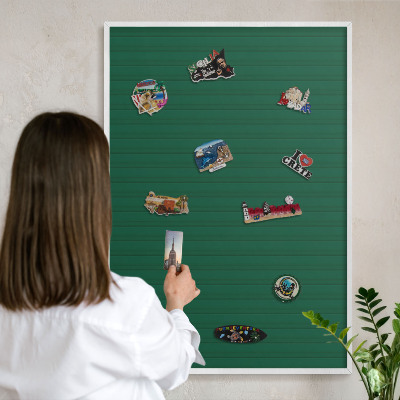 Tablero magnético de pared para imanes con marco blanco Rayas verdes