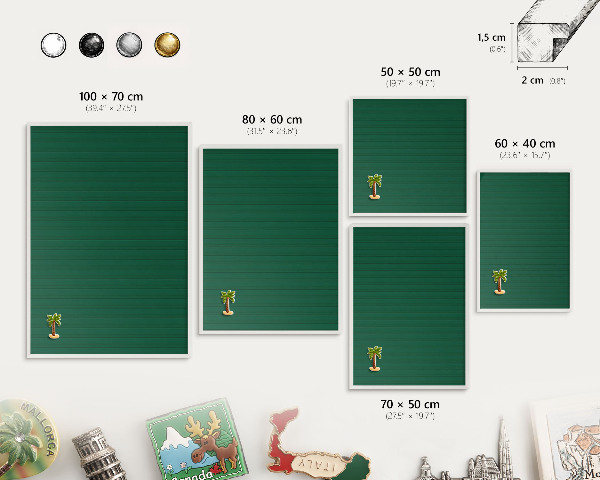 Tablero magnético de pared para imanes con marco blanco Rayas verdes