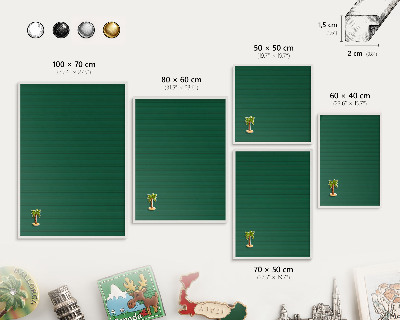 Tablero magnético de pared para imanes con marco blanco Rayas verdes