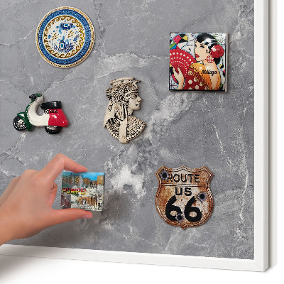 Tablero magnético de pared para imanes con marco blanco Mármol gris