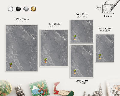 Tablero magnético de pared para imanes con marco blanco Mármol gris