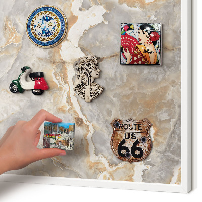 Tablero magnético de pared para imanes con marco blanco Elegancia del mármol