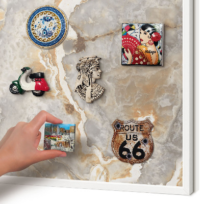 Tablero magnético de pared para imanes con marco blanco Elegancia del mármol