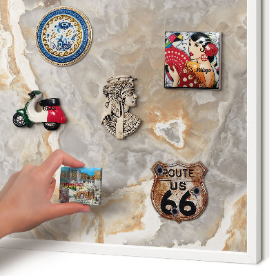 Tablero magnético de pared para imanes con marco blanco Elegancia del mármol