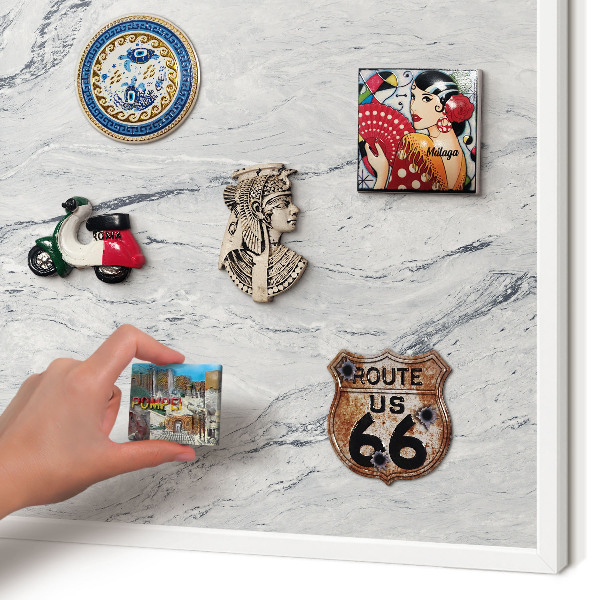 Tablero magnético de pared para imanes con marco blanco Elegancia gris