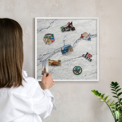 Tablero magnético de pared para imanes con marco blanco Elegancia gris