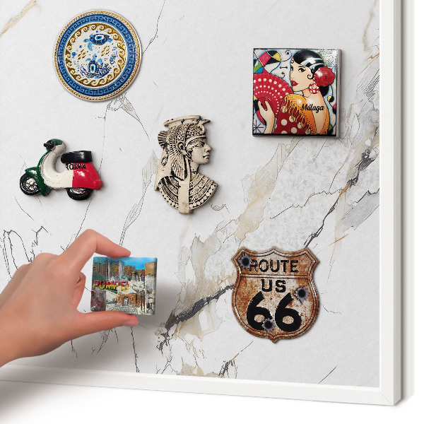 Tablero magnético de pared para imanes con marco blanco Elegancia moderna